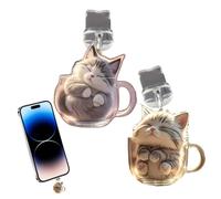 Dust Plug Charm, Cat Acrylic Waterproof Dustproof Type C Protector, 2 Piece Cute Anti Dust Jack Cover For Tablet Laptop Keychain Indoor Home Daily Work Travel Office Gym School Device Protection Use
