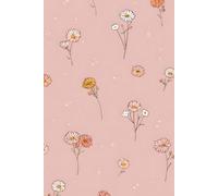 Dusty Pink Floral Grid Notebook: Cute Pastel Daisy Flower Pattern Journal, 6x9 Inch Graph Paper, 110 Pages