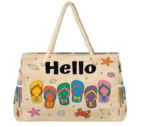 Dusviba Chanclas coloridas de verano con cremallera, impermeable, a prueba de arena, con asas de cuerda, múltiples bolsillos para mujeres, viajes, piscina, gimnasio, vacaciones familiares