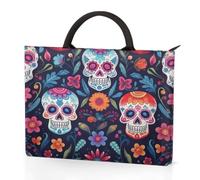 Dusviba Day of the Dead Sugar Skull - Funda de transporte para portátil con asas, bolsa para portátil de 13.3 pulgadas con bolsillos, impermeable, resistente a los golpes, para el trabajo, la escuela