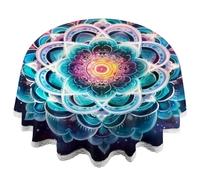 Dusviba Galaxy Space - Mantel redondo de poliéster con diseño de mandala bohemio, resistente a las manchas, repelente al agua, mantel decorativo para cocina, comedor, interior y exterior