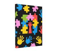 Dusviba Lienzo enmarcado para pared, 30 x 40 cm, diseño de rompecabezas de autismo, impresión HD, decoración moderna para el hogar, listo para colgar, para sala de estar, dormitorio, oficina