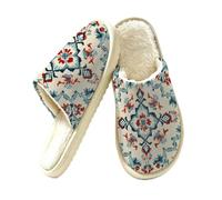 Dusviba Pantuflas de interior con diseño de mandala de arte abstracto para mujeres y hombres, pantuflas cálidas con forro de felpa para dormitorio, con suela gruesa antideslizante de EVA, zapatos