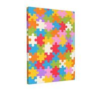 Dusviba Póster de pared con diseño de rompecabezas de autismo, lienzo enmarcado, 30 x 40 cm, impresión HD, arte moderno para decoración del hogar, listo para colgar, pintura en lienzo para sala de
