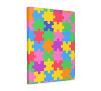 Dusviba Póster de pared con diseño de rompecabezas de concienciación sobre el autismo, lienzo enmarcado, 30 x 40 cm, impresión HD, arte moderno para decoración del hogar, listo para colgar, para sala