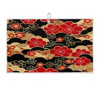 Dusviba Toalla de golf tradicional japonesa con flores de cerezo para hombres y mujeres, toallas de golf de microfibra súper absorbentes con clip de mosquetón, paño de limpieza ligero de secado rápido