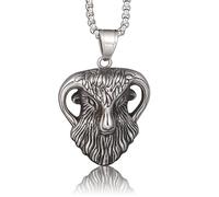 DUTACK Collar con colgante de cabeza de cabra y calavera de Pan Dios - 316L de acero inoxidable gótico, amuleto oculto oscuro, collar satánico unisex para hombres y mujeres
