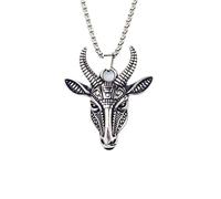 DUTACK Collar nórdico de calavera de Aries para hombre, acero inoxidable, colgante de máscara de cabeza de cabra, joyas de tótem de animales, cadena de 60 cm, caja de regalo para