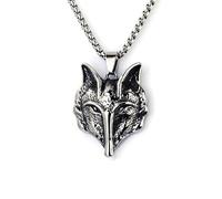 DUTACK Collar retro de calavera y zorro para hombre y mujer, acero inoxidable, joya de mitología de animales, amuleto gótico punk motero, cadena de 60 cm