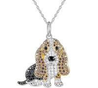 DUTACK Elegante collar con colgante de perro Basset Hound con cadena de cristal brillante para mujeres y niñas. Elegante joyería para amantes de las mascotas, regalo ideal para dueños de perros