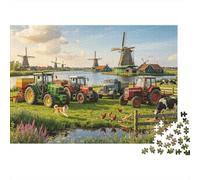 Dutch Farm Puzzle for Adultos 1000Pc Reciclable Windmill Country Puzzles Interesting Family Game Props Fun Present for Holiday Blessings Gift 52x38cm/1000pcs
