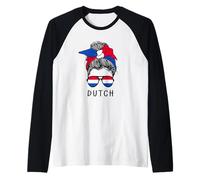 Dutch Girl Dutch Heritage Netherlands Flag Camiseta Manga Raglan