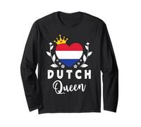 Dutch Queen Netherlands Flag Proud Dutch Woman Manga Larga
