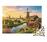 Dutch Windmill Jigsaw Puzzle 1000 Pieces Recyclable Paper Netherlands Farm Adult Jigsaws Party Game Props Developing Boy & Girl‘s Intelligence Educativo 70x50cm/1000pcs