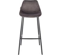 Dutchbone Taburete de bar de terciopelo gris con respaldo