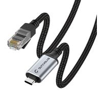 Dutevolns Cable de Ethernet USB C a RJ45 2m, Cable de Nylon con Conexión Directa Gigabit, Compatible con MacBook Pro, iPad Pro, Smartphone, Portátil, PC (Negro)
