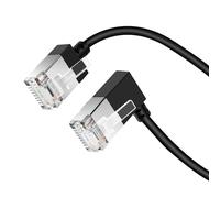 Dutevolns Cable Ethernet Flexible Cat 6 con Ángulo Recto de 90° a la Derecha 1m, Ultra Delgadoy Compacto RJ45 Cable LAN Gigabit para Mac, PC, Router, PS4/PS5 (Negro)