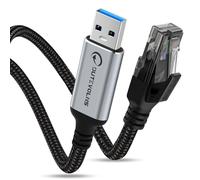 Dutevolns Cable USB A a Ethernet 5m, Tipo 3.0 Macho A a RJ45 Macho con Cubierta de Nylon, Conexión Directa Gigabit, Compatible con Laptop, PC de Escritorio, Switch, Windows10, Windows11