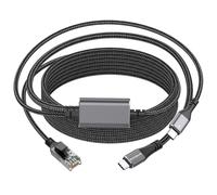Dutevolns Cable USB C a Ethernet de con carga 5m, USB-C macho 100W PD y Gigabit LAN Dos en uno, Cable de nylon tipo C a RJ45 con suministro de energía (PD junto al puerto USB C), para MacBook, Windows