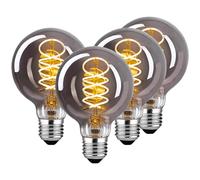 DUTSUGUAR Bombilla Edison E27, Luz Bombillas Vintage E27 Regulable 4W Bombilla LED Blanco Cálido, Ideal Para La Nostalgia De La Decoración Retro Y La Iluminación Retro,Gris- 4 Piezas-80mm