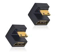 Duttek 180 Grados Mini HDMI a HDMI Adaptador, Forma de U ángulo Ascendente HDMI a Mini Adaptador de Apoyo 8K@60Hz, 48Gbps para la cámara/Ordenador portátil/Tablet/HDTV/Proyector (2 Paquete)