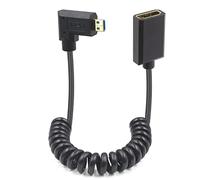 Duttek 8K 90 grados ángulo recto micro HDMI macho a HDMI hembra cable extendido en espiral, 40 Gps extremo delgado/delgado micro HDMI a cable HDMI, para 8K, 4K, 3D y canal de retorno de audio. 4FT/1.2M
