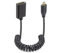 Duttek 8K Micro HDMI a HDMI 2.1 Cable de extensión en espiral, 48 Gbps Ultra Delgado Flexible 8K Hdmi Hembra a Micro Hdmi Macho en espiral, Soporte HDR Dinámico, para cámara, videollamada HD y juego. 4 pies/1.2 m