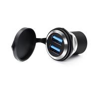 Duttek Acoplador de Montaje en Panel USB 3.0 Hembra a Hembra, Conector USB IP67 de Paso a través del Adaptador de extensión con Agua/Tapa Antipolvo, Compatible con Transferencia de Datos y Carga