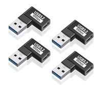 Duttek Adaptador de ángulo Recto USB C a USB A (4 Paquetes), Adaptador USB3.2 de ángulo Recto, convertidor Extensor de USB A Macho a USB C Hembra para PC, portátil, Power Bank y más
