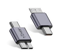 Duttek Adaptador de cable USB C a Micro B de 10 Gbps, adaptador micro B a USB C, adaptador micro B macho a USB C 3.2 macho para cable de disco duro para SSD portátil externo, paquete de 2