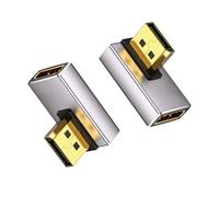 Duttek Adaptador Displayport 8K de 90 grados, adaptador extensor Displayport de 32.4 Gbps, adaptador DisplayPort macho a hembra en ángulo izquierdo (8K/60Hz, 4k/144Hz) para PC, portátil, paquete de 2