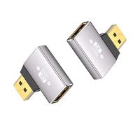 Duttek Adaptador DisplayPort de ángulo recto 8K, adaptador extensor Displayport de 32.4 Gbps, adaptador DisplayPort macho a hembra (8K/60Hz, 4k/144Hz) para PC, portátil, paquete de 2