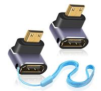 Duttek Adaptador HDMI a Mini HDMI 8K (paquete de 2), conector de extensión mini HDMI macho a HDMI hembra de ángulo descendente compatible con 8K a 60Hz, proyector, portátil y tableta