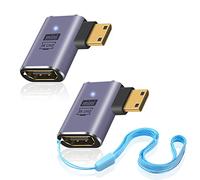 Duttek Adaptador HDMI a mini HDMI de 8 K (paquete de 2), adaptador de extensión mini HDMI macho a HDMI hembra de ángulo recto compatible con 8 K a 60 Hz, proyector, portátil y tableta