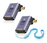 Duttek Adaptador micro HDMI de ángulo recto 8K, adaptador micro HDMI a HDMI de 90 grados, 48 Gbps, UHD HDMI 2.1 hembra a micro HDMI macho, conector extensor para cámara, videocámara, tableta digital,