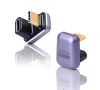 Duttek Adaptador USB C de 180 grados, adaptador USB C macho a hembra en forma de U de 240 W, compatible con video de 8 K a 60 Hz para Steam Deck, Switch, Tablet, Laptop (paquete de 2)