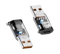 Duttek Adaptador USB C Hembra a USB Macho, 10 Gbps, 120 W, USB C a USB 3.2, Adaptador OTG de Carga rápida para iPhone 16 Pro MAX Plus 15 14 13, iPad Air 5 Mini 6 7, AirPods Transparent-2 Unidades