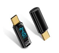 Duttek Adaptador USB C probador de potencia 240 W PD, adaptador de extensión USB C macho a hembra con pantalla digital LED de 40 Gbps, medidor de voltaje tipo USB C, soporte de voltaje, corriente (2