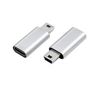 Duttek Adaptador USB Tipo C, Adaptador USB C a Mini USB, USB C Tipo C Hembra a Mini USB Macho Conector Compatible Portátiles/Tabletas, Reproductor MP3, Cámara Digital (Plata)