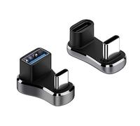 Duttek Adaptador USB tipo C Angulo de 180 Grados 20Gbps y Adaptador USB-C Macho a USB-A Hembra en forma de U 10Gbps, con Indicador LED de Trabajo para Steam Deck, Switch, Laptop, Tablet (Paquete de 2)