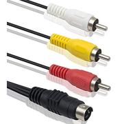 Duttek Cable Adaptador de Audio Mini DIN S Video Macho de 4 Pines a Macho 3 RCA, Cable Adaptador para DVD, TV, vídeo (1,5 m), Color Negro