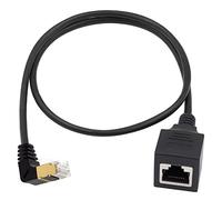 Duttek Cable adaptador Ethernet 90, cable Ethernet Cat 8 extremo delgado, RJ45 en ángulo hacia abajo, cable adaptador de conmutador Ethernet macho a hembra, cable CAT 7/6/5 compatible con versiones anteriores