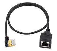 Duttek Cable adaptador Ethernet RJ45, adaptador Ethernet Cat 8 extremo delgado 90 grados ángulo izquierdo RJ45 macho a hembra cable de extensión de red, para servidores de computadora, concentrador, routers, etc. 1.65FT/50CM