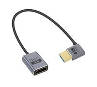 Duttek Cable de extensión HDMI a HDMI 8K de 1 pie/30 cm, 48 Gbps en ángulo izquierdo HDMI macho a hembra, cable extensor HDMI ultrafino OD2.5 mm, compatible con 8K @60Hz, 4K @240Hz, HDR dinámico,