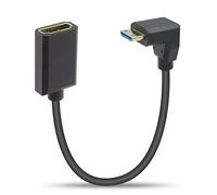 Duttek Cable de extensión mini HDMI a HDMI 2.1 de 8 K de 90 grados, 48 Gbps, ultra delgado, angular, mini HDMI macho a hembra. Para proyector, monitor, videocámara (HDMI 2.1) 30 cm