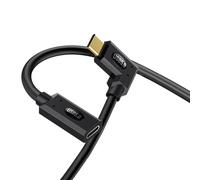 Duttek Cable de extensión USB C de 90 grados, 80 G, 240 W, USB C macho a hembra, cable de carga rápida, 16 K a 60 Hz para iPhone16/15 Series, Macbook, iPad Air/Pro, Galaxy S24/S23/S22(0,3 m)