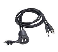 Duttek Cable de montaje empotrado para panel USB, 2 puertos USB 2.0 macho a hembra, montaje en salpicadero, montaje empotrado, cable de montaje en panel (redondo único USB 2.0 1 m)