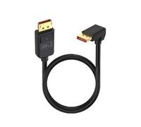 Duttek Cable DisplayPort de 90 grados 2.1 (0.5 m), ángulo hacia abajo DP macho a DP Displayport macho, 16 K a 30 Hz, 8 K a 120 Hz, 4 K a 240 Hz, compatible con HDR de 52 Gbps, HDCP DSC 1.2a