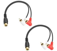 Duttek Cable divisor corto RCA Y de 8 pulgadas/20 cm, ángulo recto de 90 grados, 1 hembra a 2 machos, cable divisor RCA bidireccional y rca para subwoofer, TV, DVD, amplificador, paquete de 2