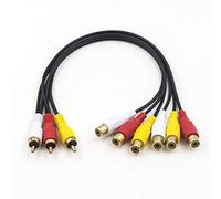 Duttek Cable divisor RCA, 3 conectores RCA macho a 6 RCA hembra enchufe RCA Y Splitter Extensión Audio Video AV Cable adaptador de 30 cm/11.8 pulgadas